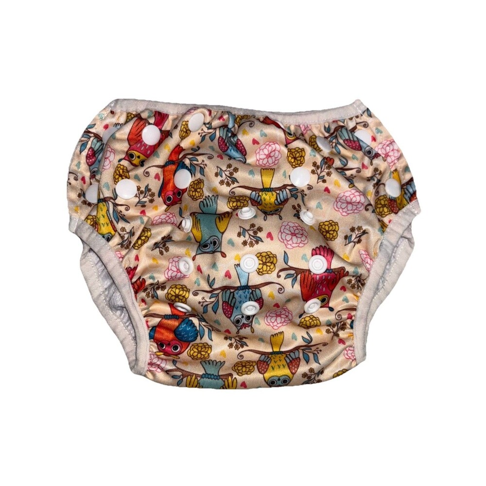 Adjustable Baby Toddler Swim Diaper W/Snaps Owl Print One Size